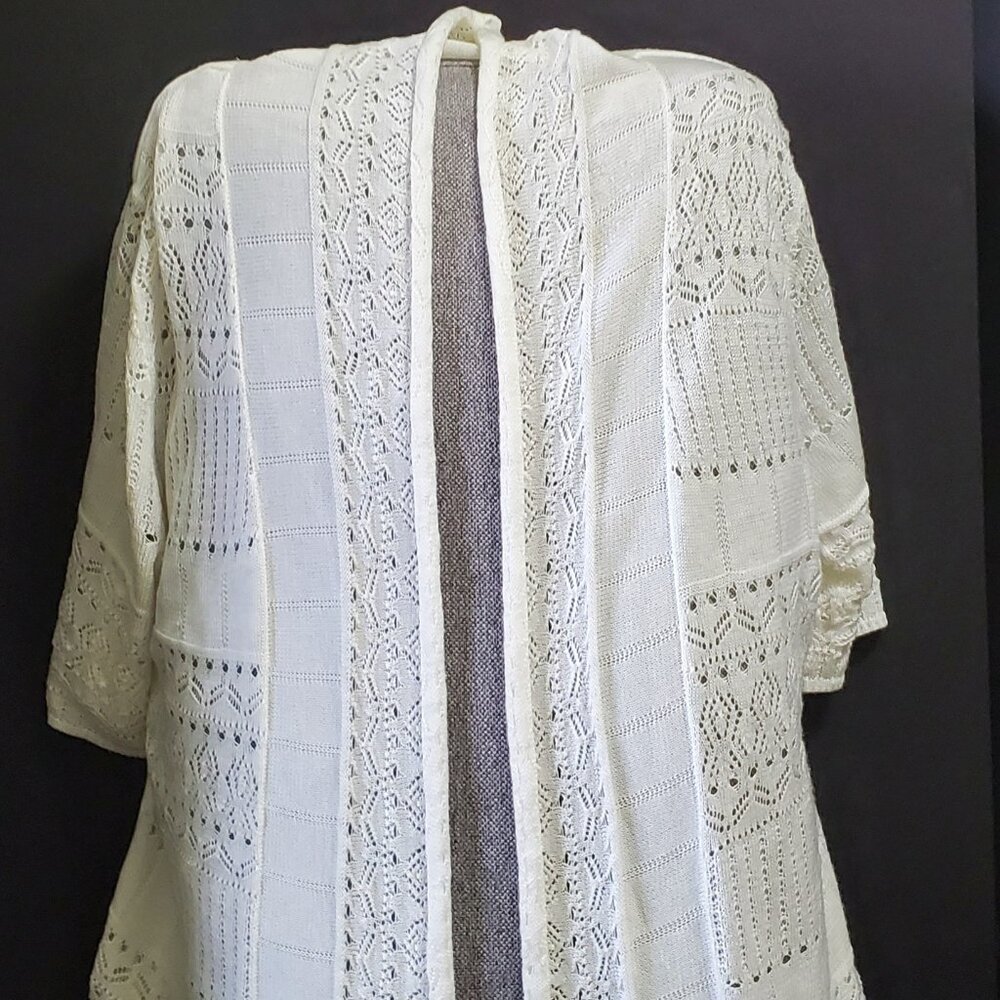 Women’s NY Collection Short-Sleeved Cardigan Ivory Size Large